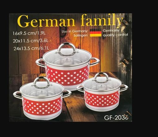 Набір каструль із неіржавкої сталі German Family із 6 предметів червоний 53805 фото